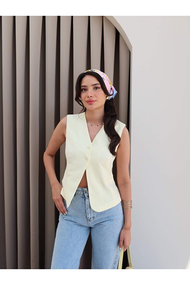 Cepli Düğmeli Yelek - 5