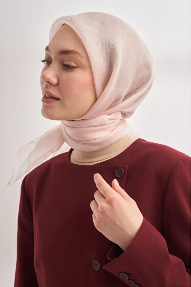 İpekli Çift Kat Tüllü Eşarp - 1