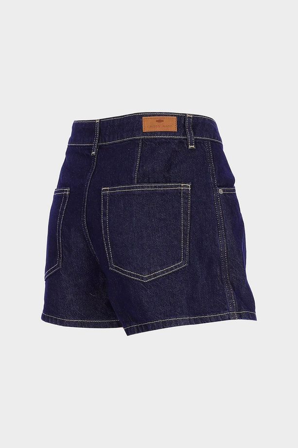 Koyu Mavi Yüksek Bel Jean Şort Etek C 4892-005 - 3