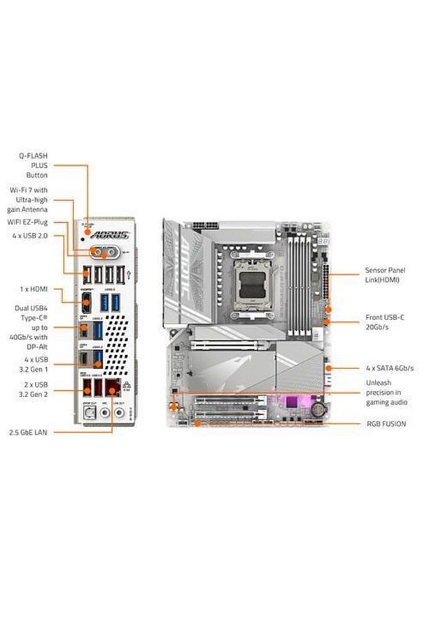 X870 Aorus Elıte Wıfı-7 Ice Ddr5 Hdmı Dp Pcıe 16x V5.0 Am5 Atx - 5