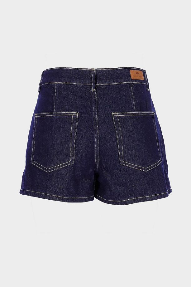 Koyu Mavi Yüksek Bel Jean Şort Etek C 4892-005 - 2