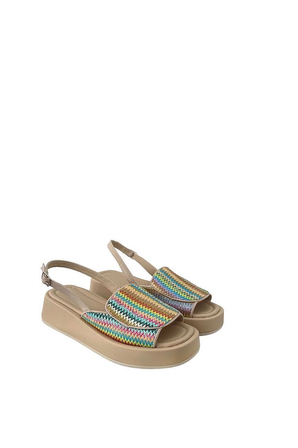 Kadın Hasır Örgülü Sandalet Bej Braid - 2