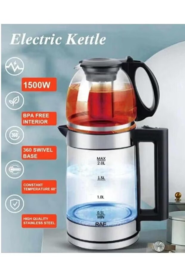 Double Pot Electric Kettle With Removable Tea Filter, Capacity 1.8l Kettle & 1.0l Tea Pot - 5