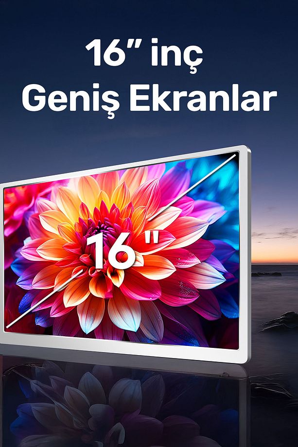 NPM788 16" FHD 1200p IPS Type-C Taşınabilir 3'lü Monitör Çoklayıcı Standlı Notebook Monitör - 3