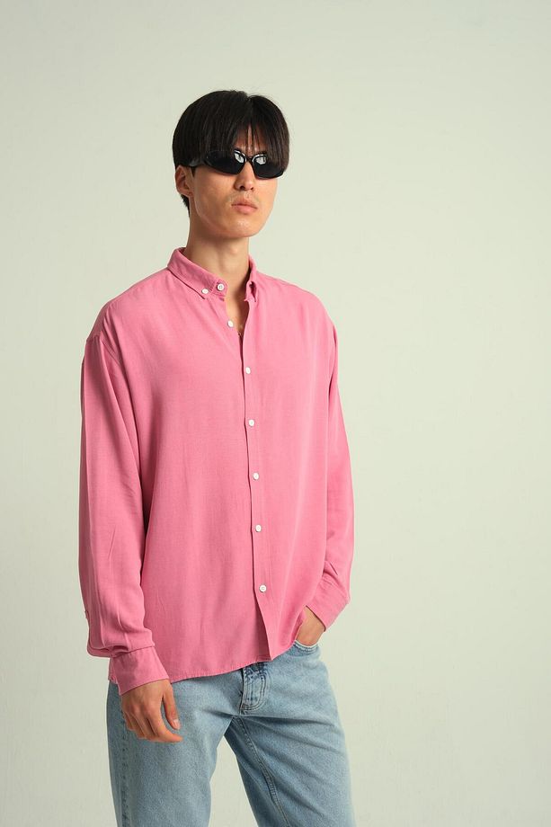 Guava Viskon Dökümlü Gömlek Pembe - 4
