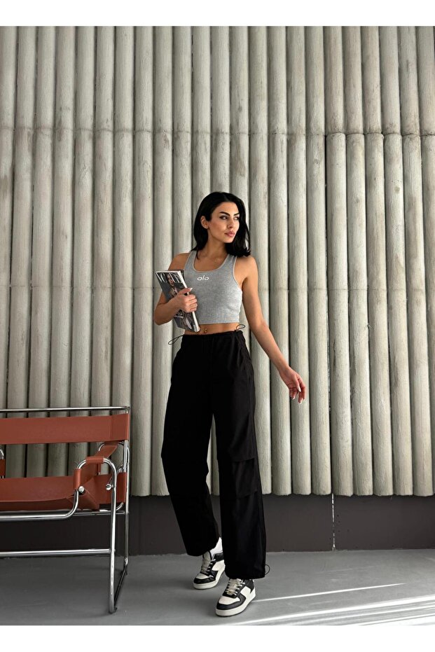 Parachute Pants with Knee Pleats - 1