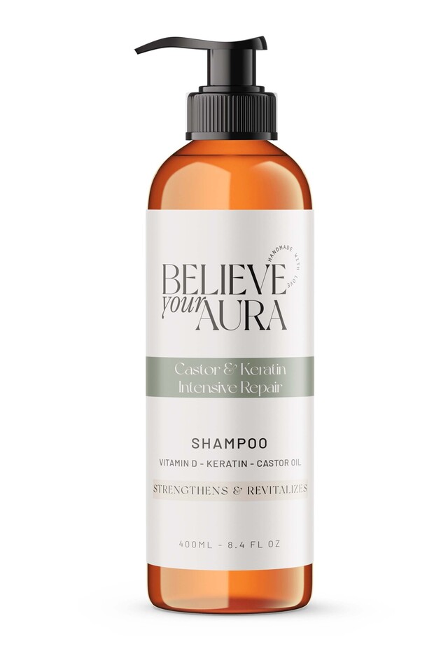 Castor Oil Shampoo - Vitamin D Keratin Strengthening Revitalizing Natural Hair Care Shampoo - 400 ml