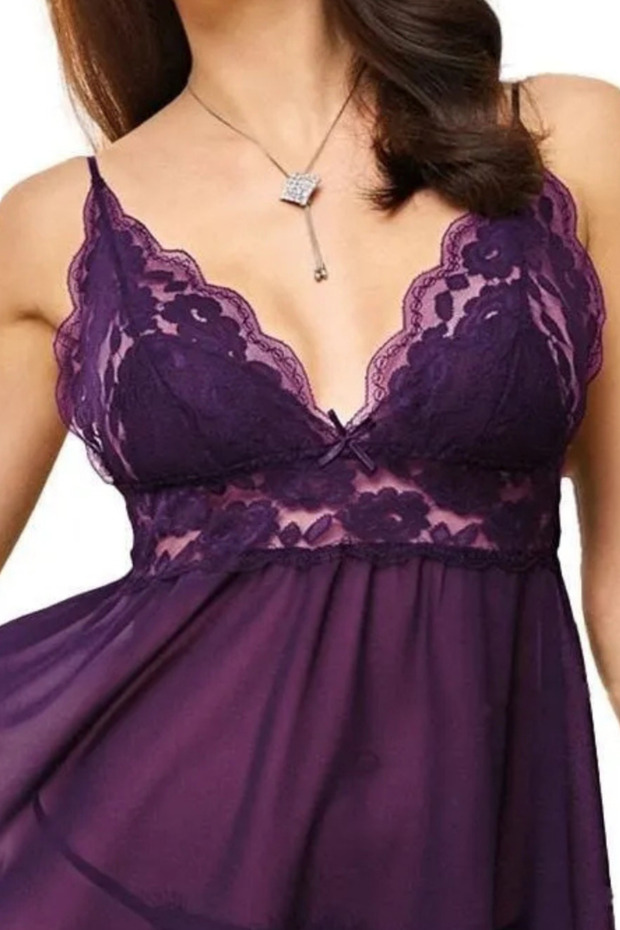 Şifon Gecelik Mor - 2