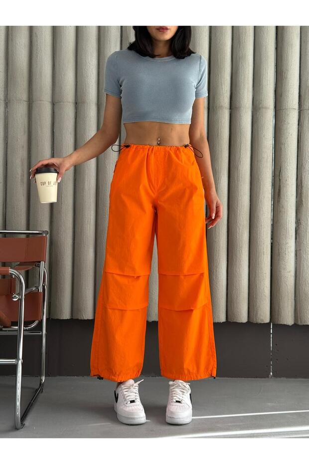 Parachute Pants with Knee Pleats - 5