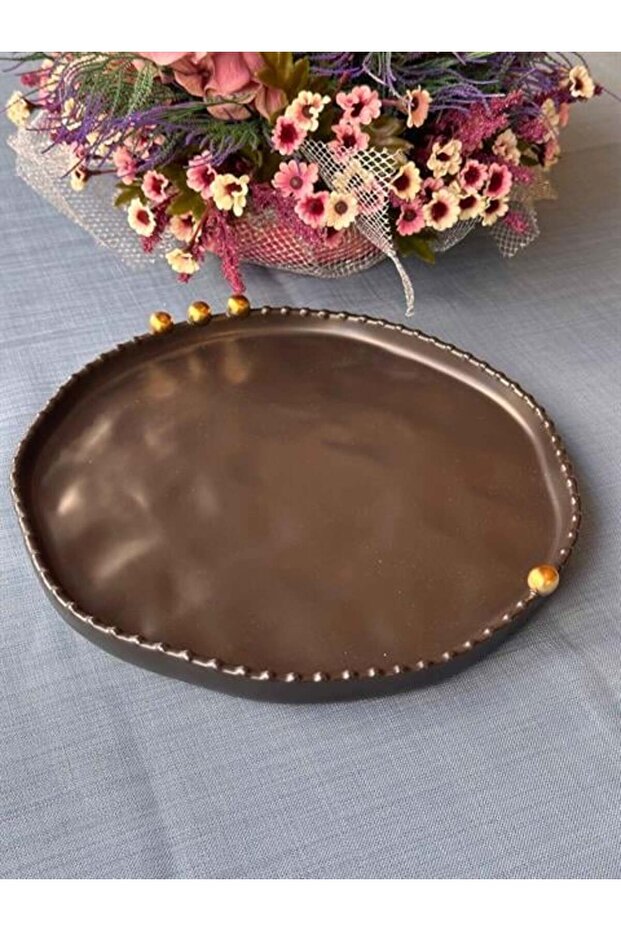 Yuvarlak Servis Sunum Tabak Siyah - 3