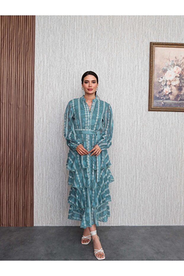 Volanlı Kat Kat Elbise - 4