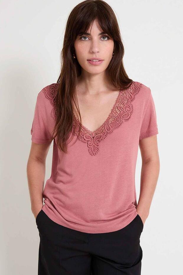 Double Sided Lace Blouse Dusty Rose