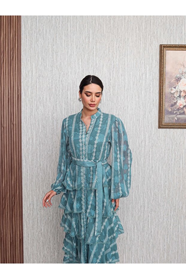 Volanlı Kat Kat Elbise - 2