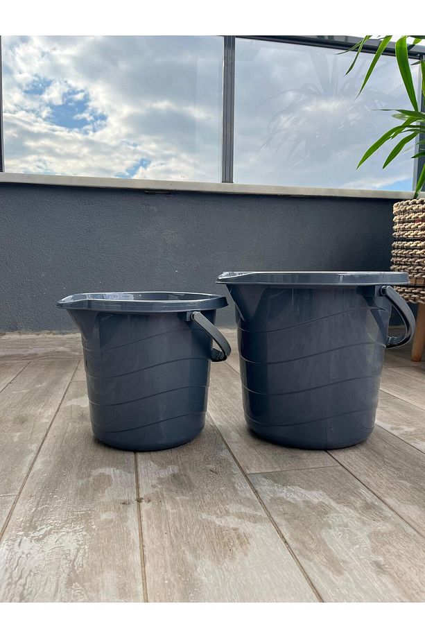 Kapaksız Su Kovası 10-14 Litre 2 Li Antrasit Set Temizlik Kovası Kapaksız Kovası - 2