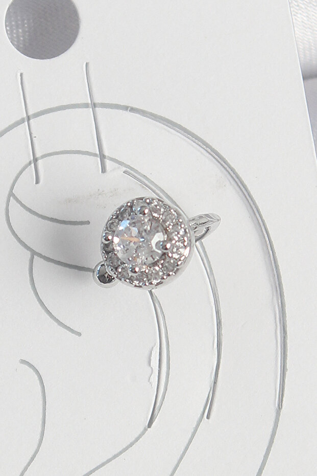 Brass Silver Color Zircon Stone Women's Cartilage Model Earrings