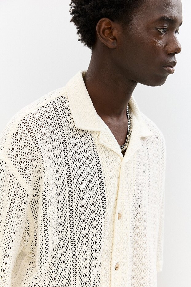 Kısa kollu tığ işi gömlek - 6