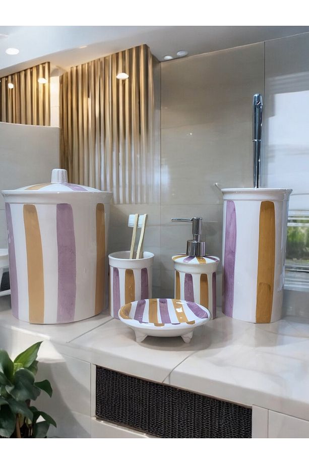 Red Seramik Dara Kolleksiyonu 5 Parça Retro Banyo Seti - 3