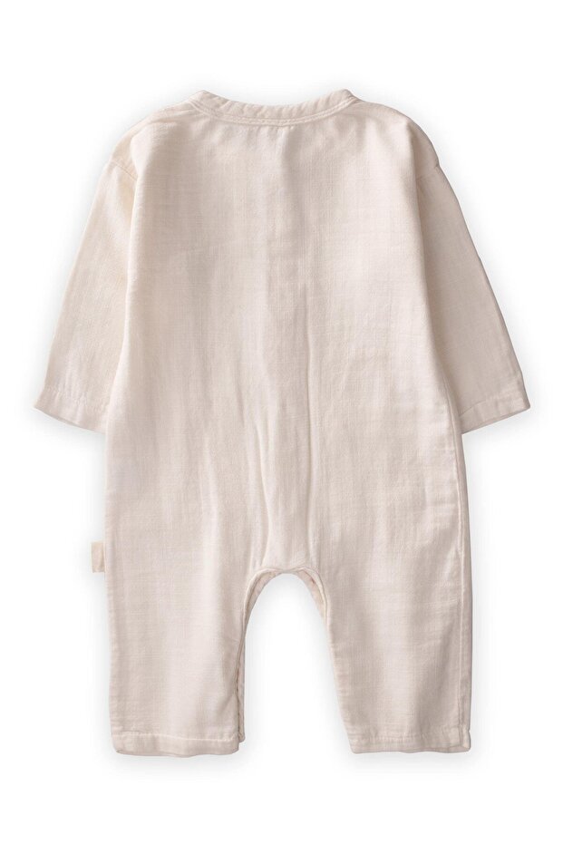 Flamlı Müslin Mevsimlik Tulum Naturel - 2