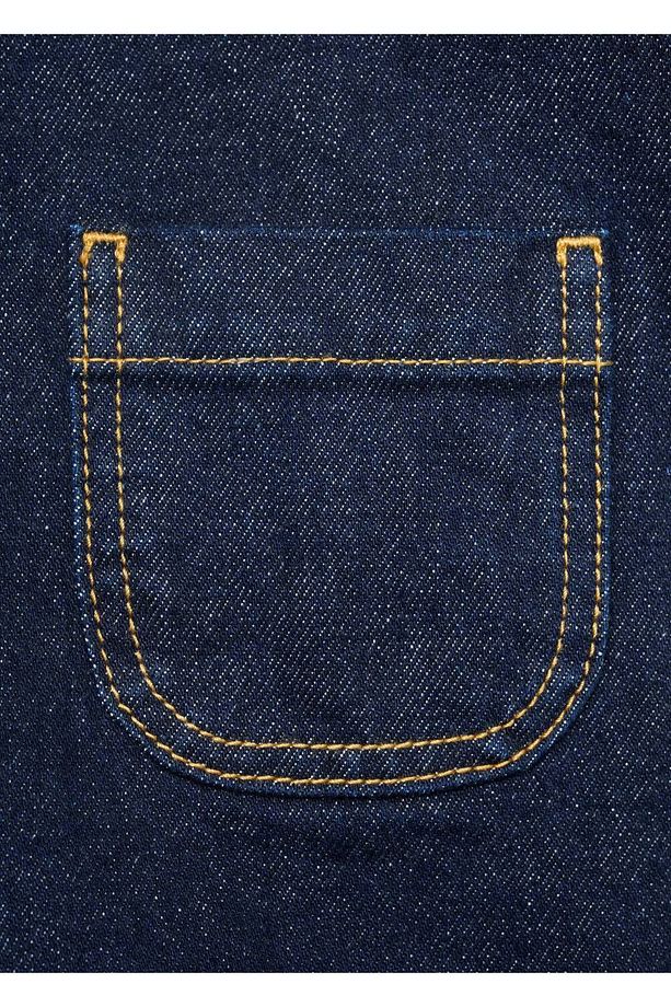 Yüksek Bel Cepli Denim Şort - 8