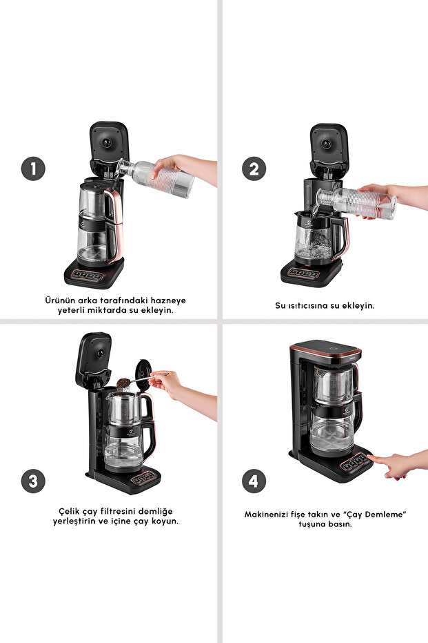 Robotea Pro Quartz 4 in 1 Konuşan Çay Makinesi Black Copper - 7