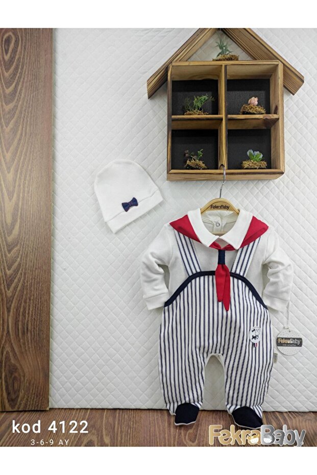 Baby Boy Religious Jumpsuit with Hat and Bib 3-Piece