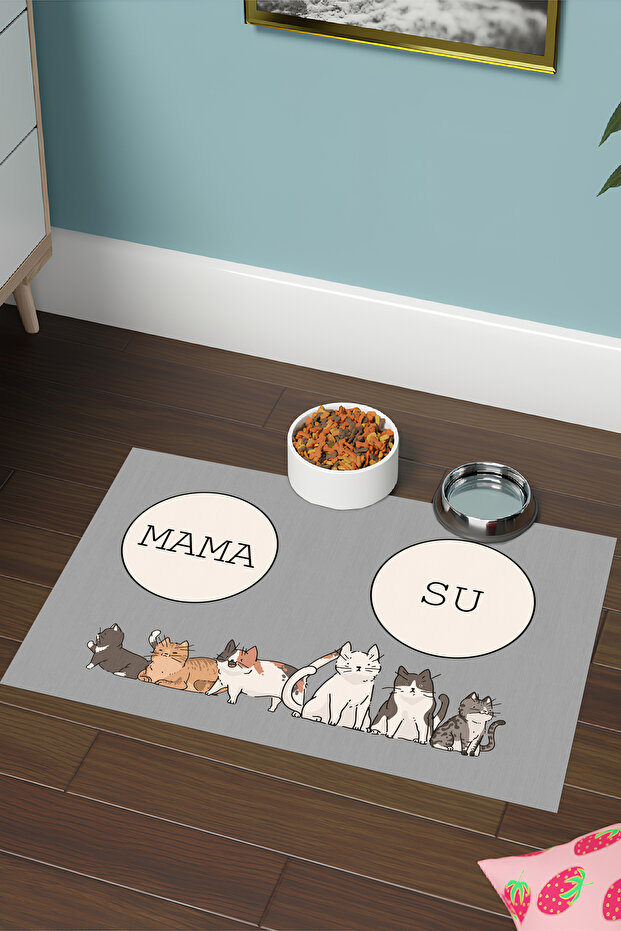 Cat Food Mat, Non-Slip Decorative Cat Food Mat, Cute Cat Mat