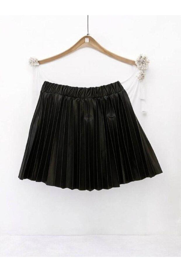 Girls' Pleated Leather Skirt