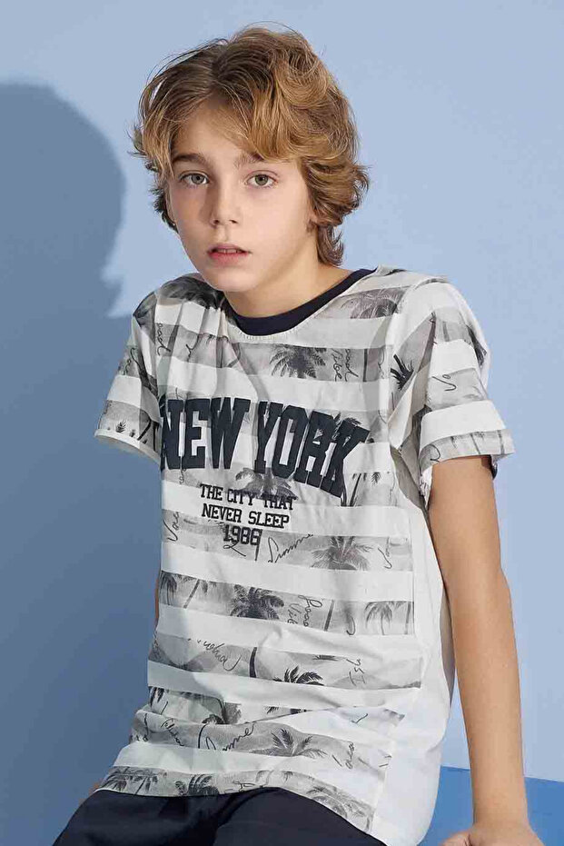 Хлопчачий трикотажний комплект піжами з довгими штанами, довгим рукавом, круглим вирізом, середньої щільності, з довгими штанами, довгим рукавом, круглим вирізом, середньої щільності, з довгими штанами, дов - 4