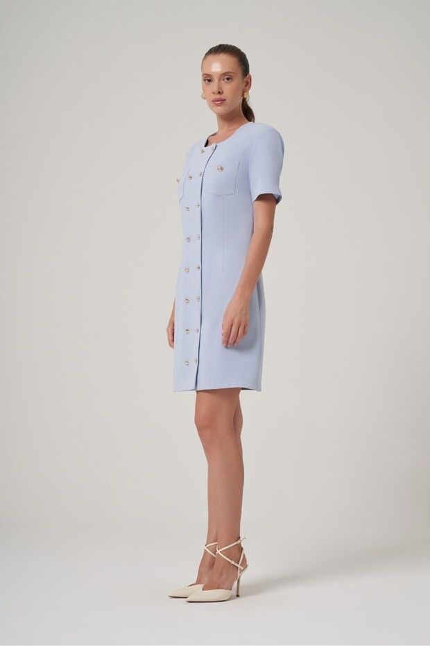 U Yaka Mini Elbise - 2