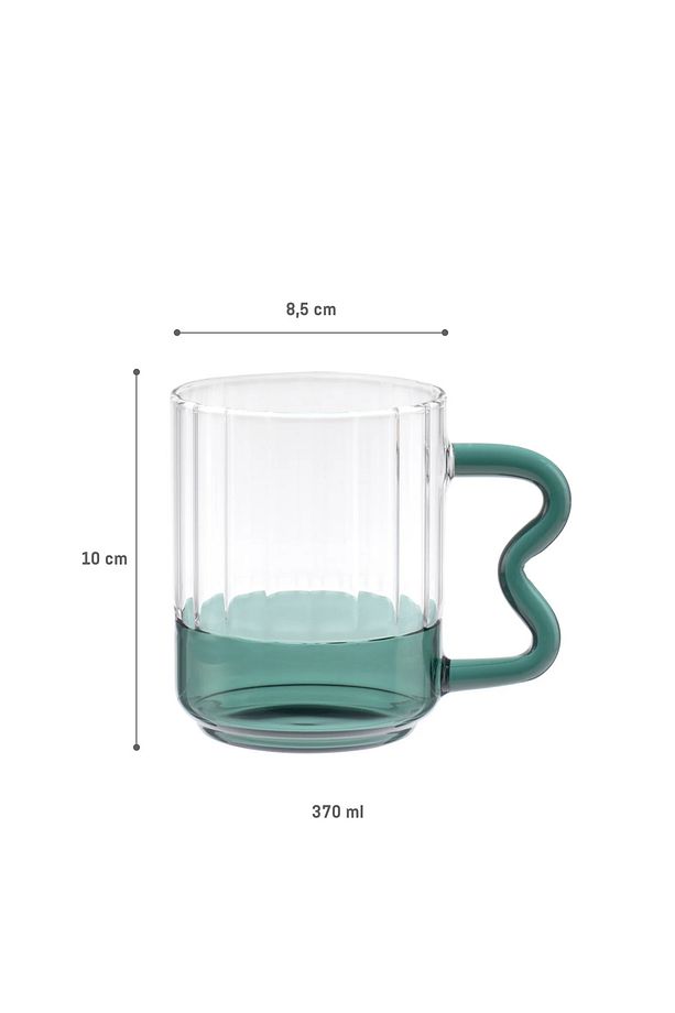 Rona Borosilikat Cam Kupa - Yeşil - 370 ml - 3