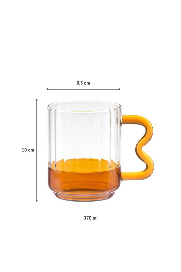 Rona Borosilikat Cam Kupa - Sarı - 370 ml - 3