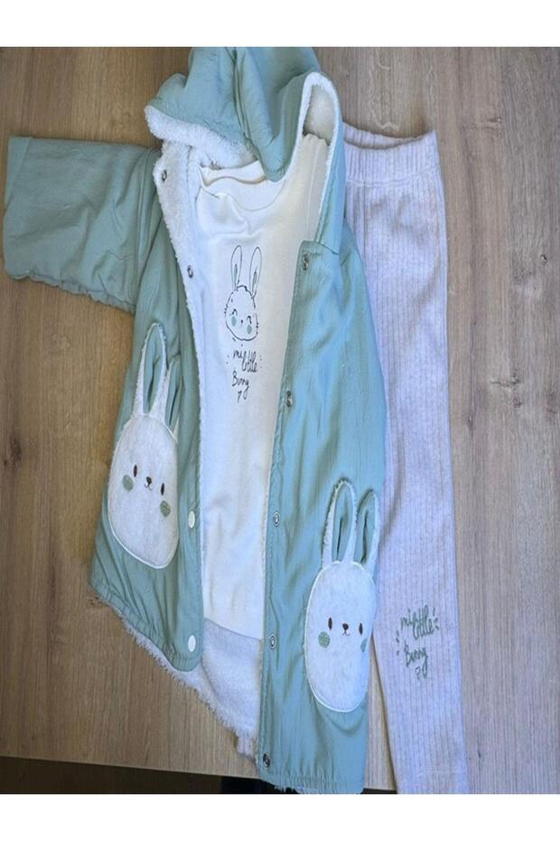 3-Piece Baby Girl Fleece Jacket, 2 Thread Sweatshirt and Pants Set
