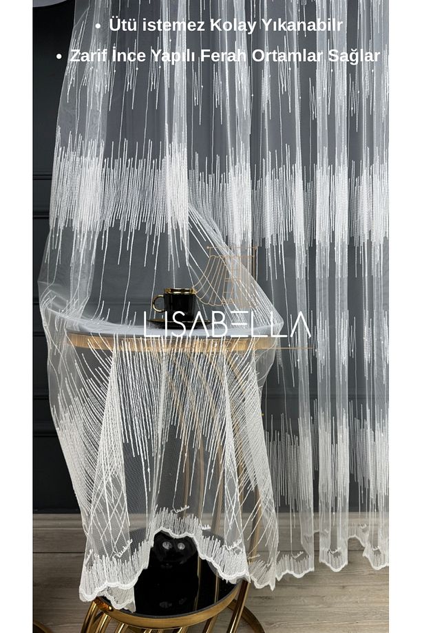 Linea Broderia Tül (1x2.5 Orta Pile Dikişli) ütü istemez - 7