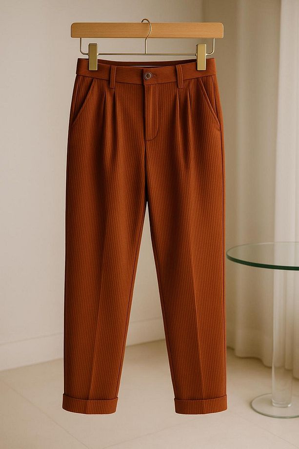 Rust Cord Fitilli Yüksek Bel Pantolon - 4