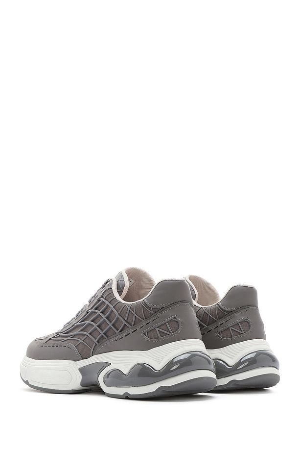 Erkek Gri Bağcıklı Kalın Tabanlı Kumaş Sneaker 25SFD69416F - 5