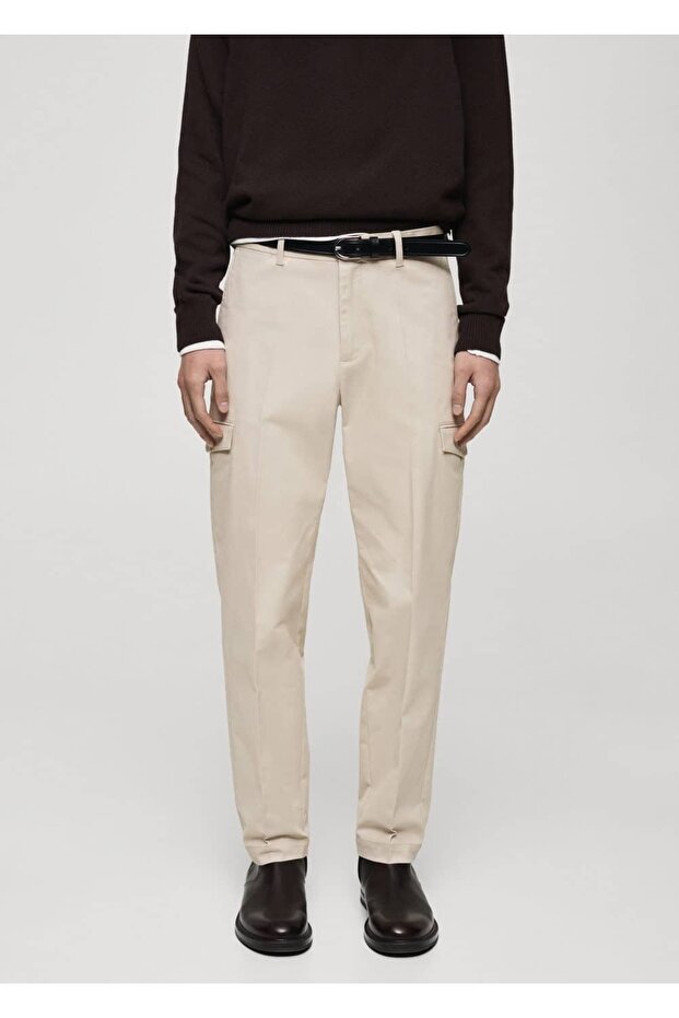 Regular kesim pamuklu kargo pantolon - 1