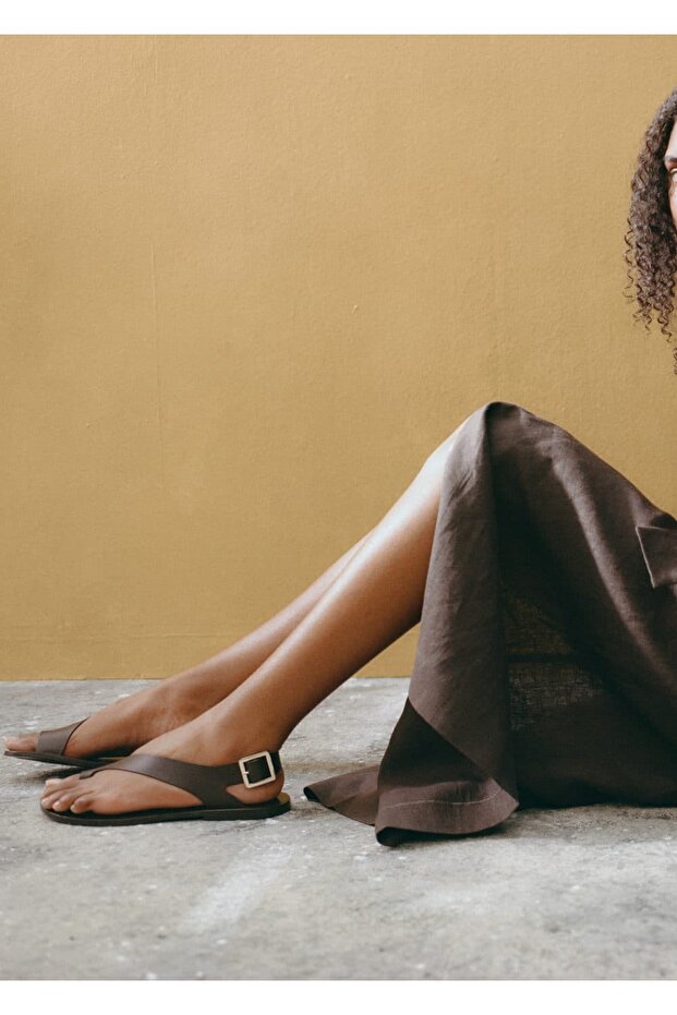 Deri çapraz askılı sandalet - 4