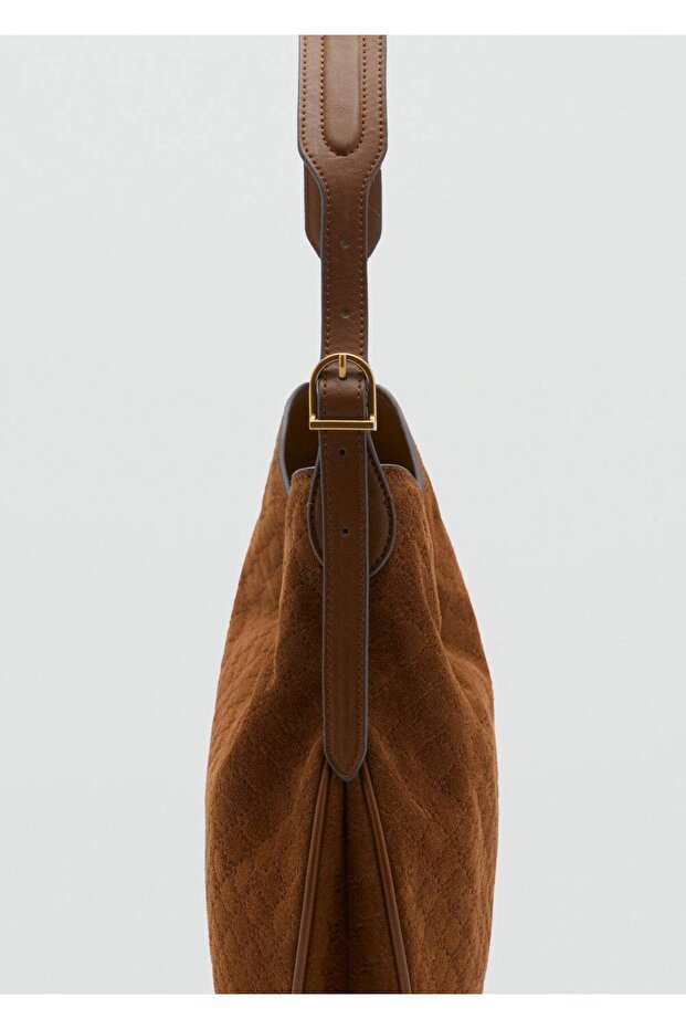 Logo desenli süet omuz çantası - 6