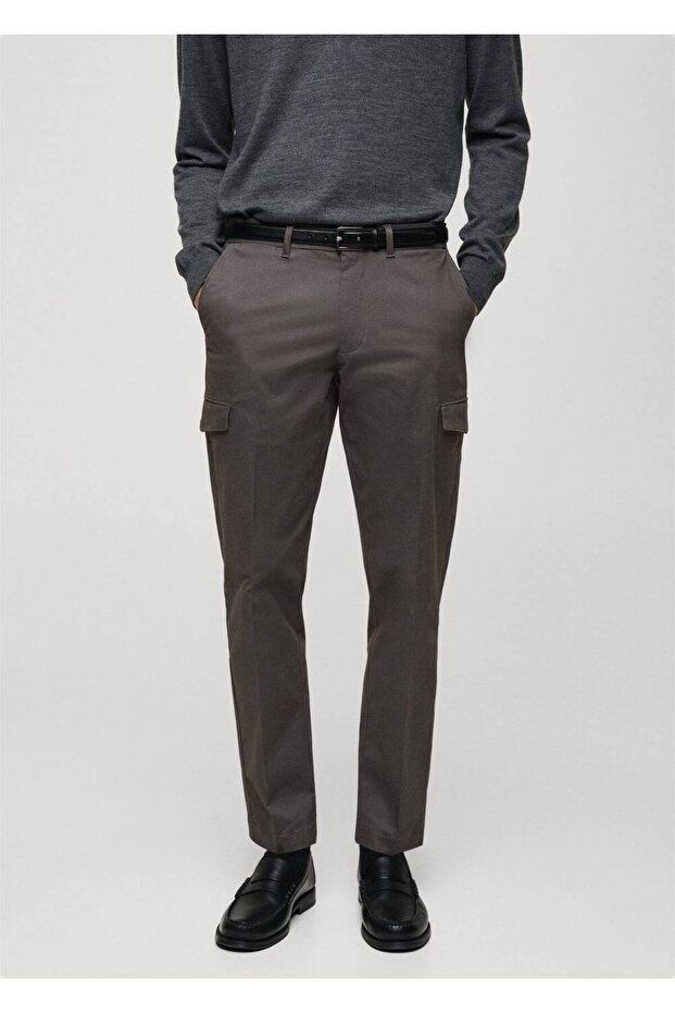 Regular kesim pamuklu kargo pantolon - 1