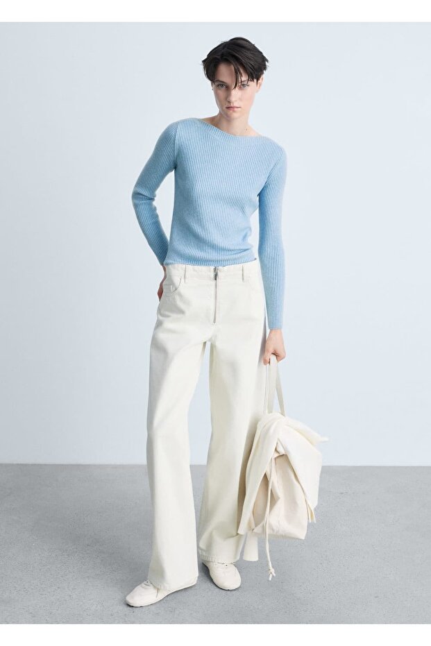 Kayık yaka triko kazak - 2