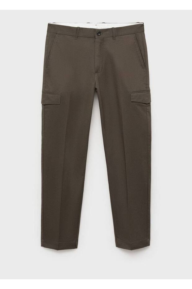 Regular kesim pamuklu kargo pantolon - 3