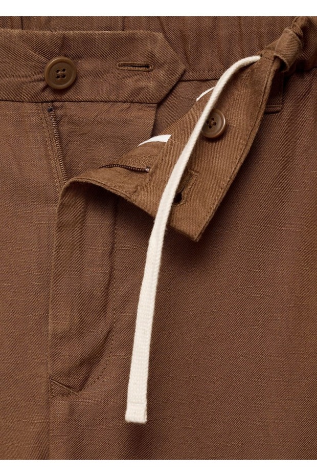 Keten karışımı elastik belli pantolon - 8