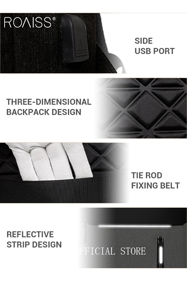 حقيبة ظهر متعددة الوظائف ومقاومة للماء مع منفذ USB - 3