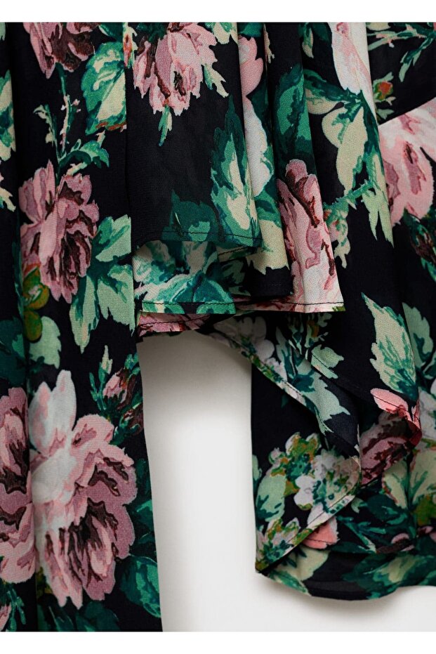 Çiçek desenli yüksek yaka bluz - 8