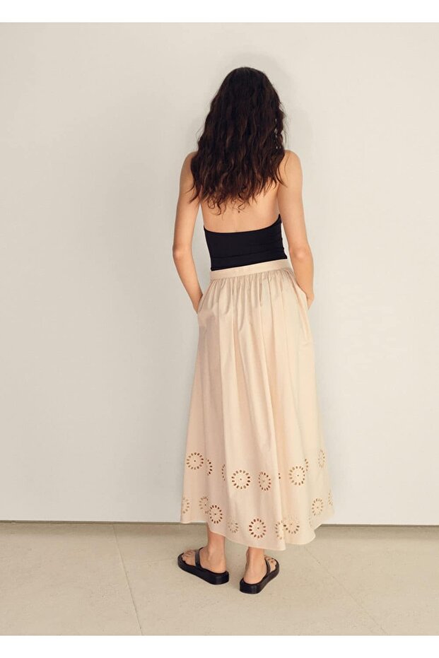 Kenarı işlemeli pamuklu etek - 4