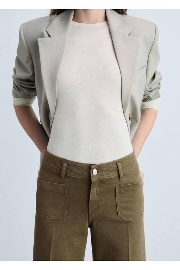 Düğmeli wideleg jean - 8