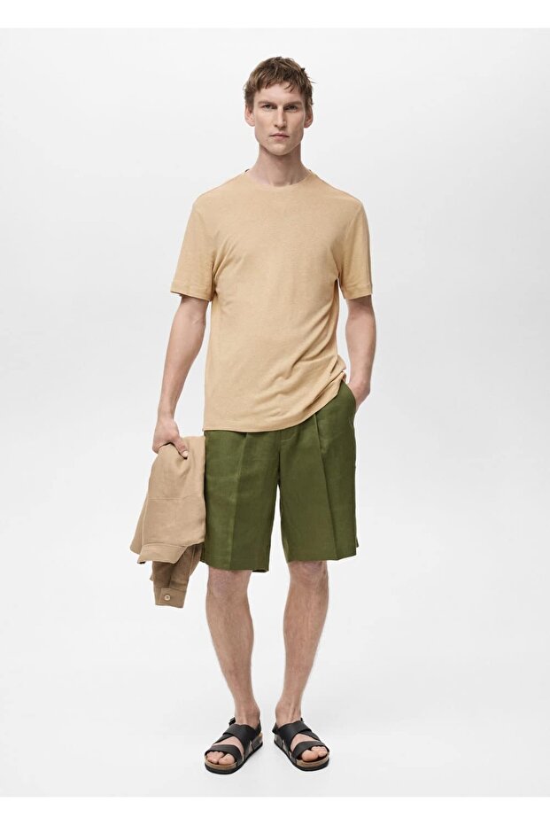 Slim fit keten tişört - 2