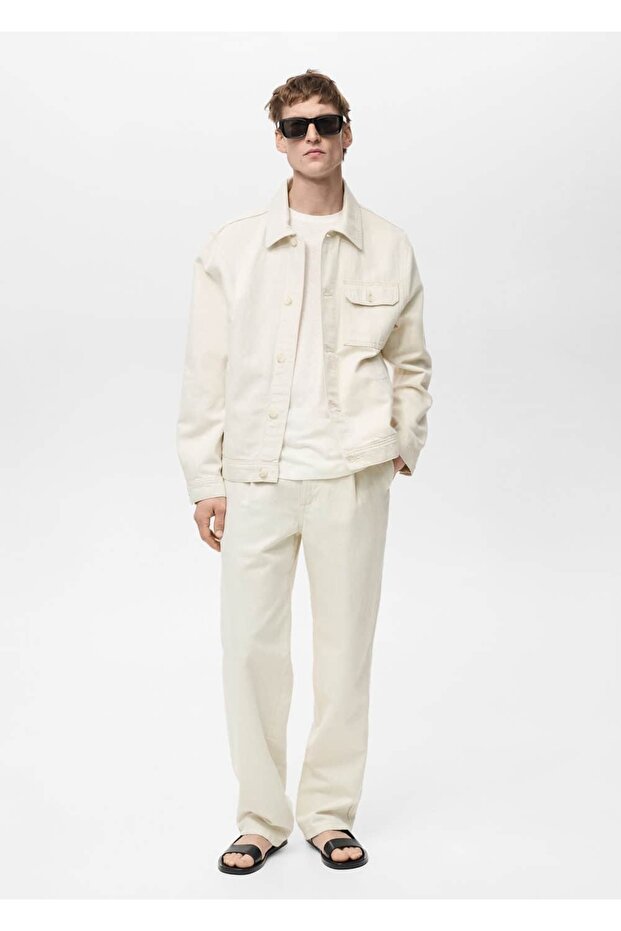 Linen Cotton Jacket with Pockets - 2