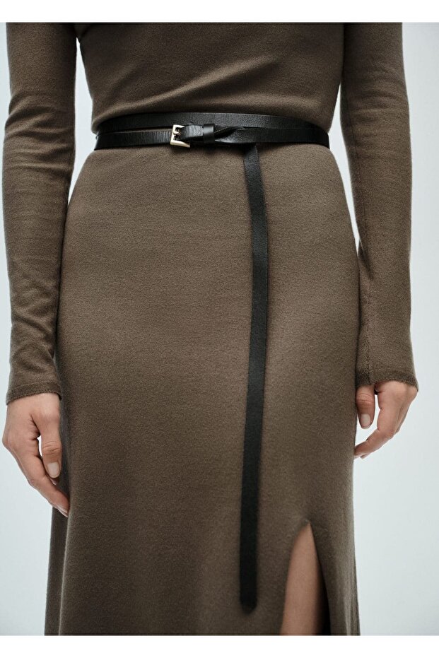 Yandan yırtmaçlı triko elbise - 6