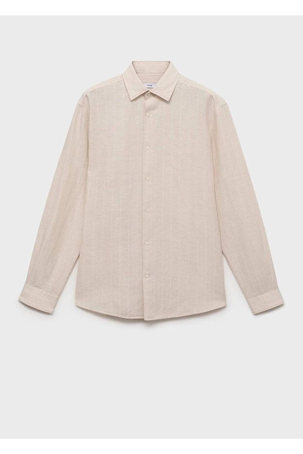 Çizgili keten gömlek - 3